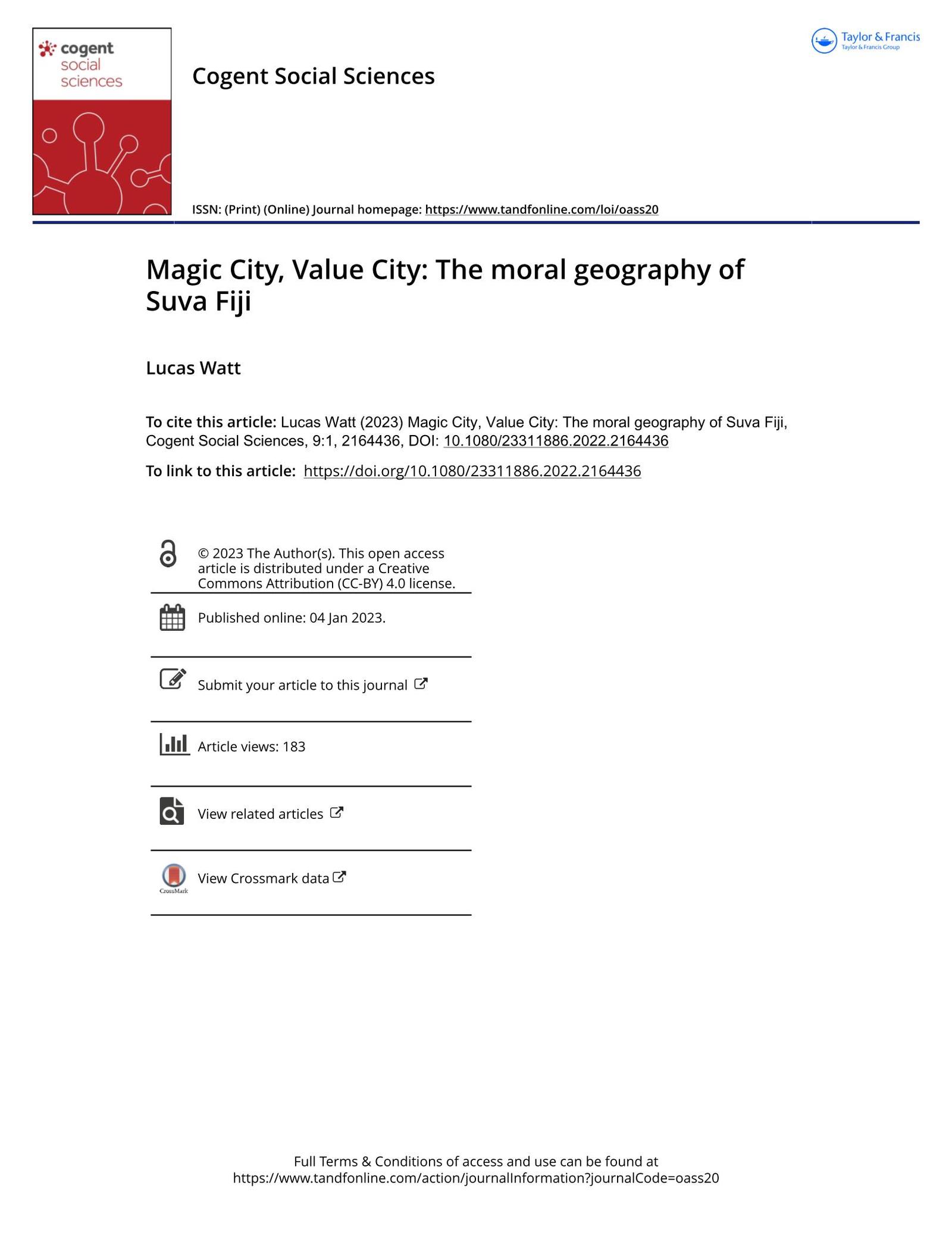 Magic City, Value City The moral geography of Suva Fiji