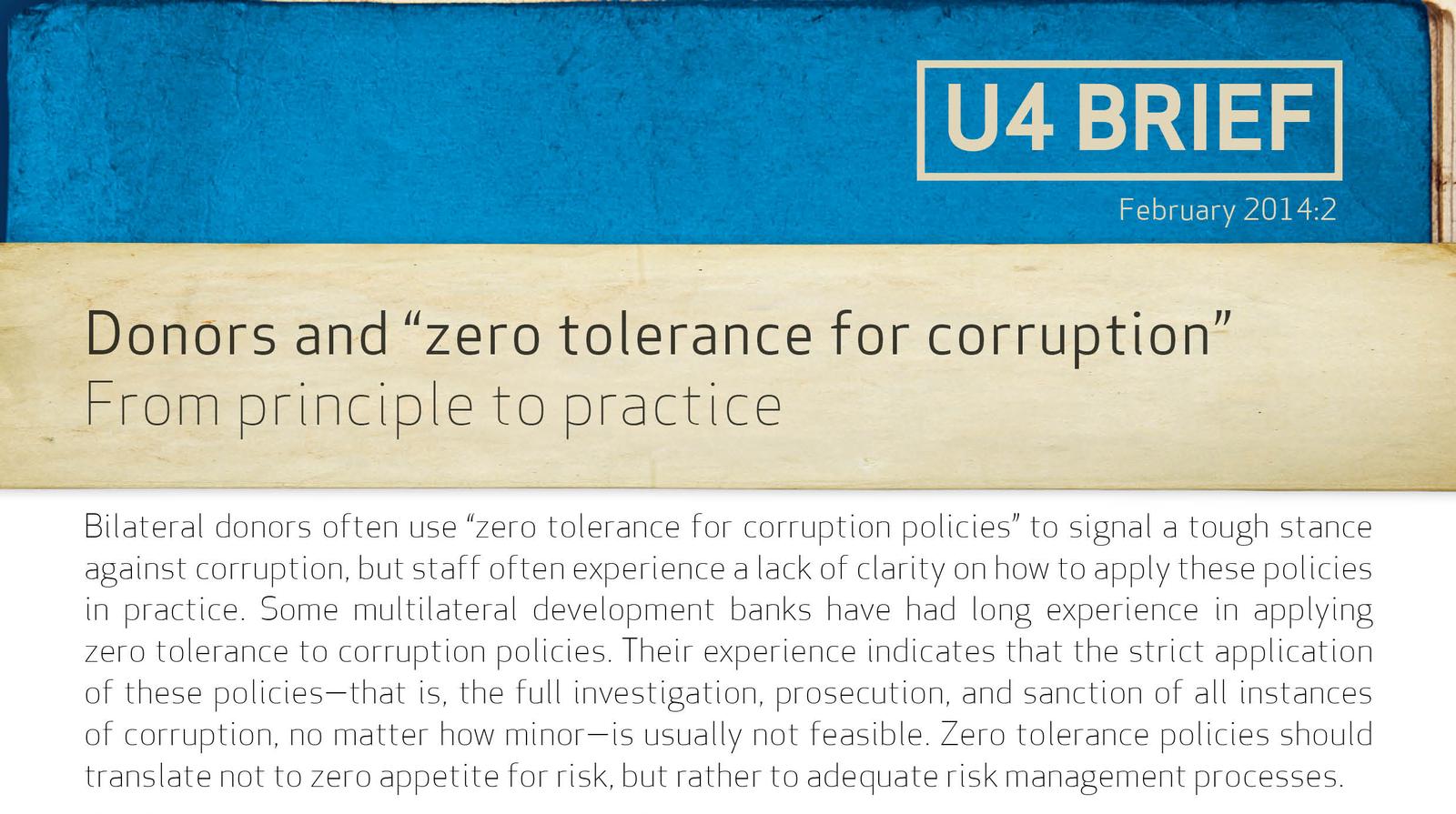 Donors and "zero tolerance for corruption" From principle to practice